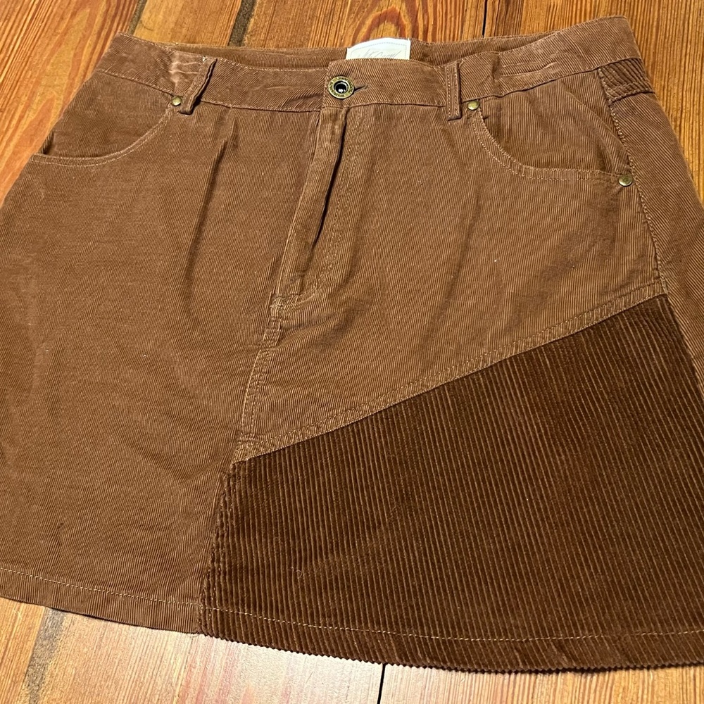White Crow Brown Corduroy Mini Skirt Size Med